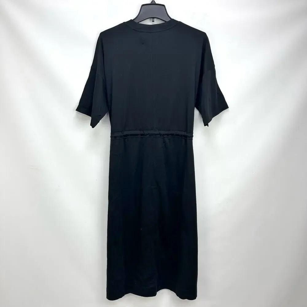 Everlane Womens The Luxe Cotton Tee Dress XXS Black Short Sleeve Tie Front NWT - Picture 7 of 10